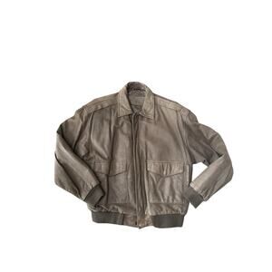 VTG Georgetown Leather Design Jacket 90s Bomber A2 Lg Aviator Distressed Korea